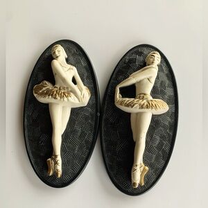 Handmade ceramic vintage dancer plaques beautiful silhouette for dancers bedroom